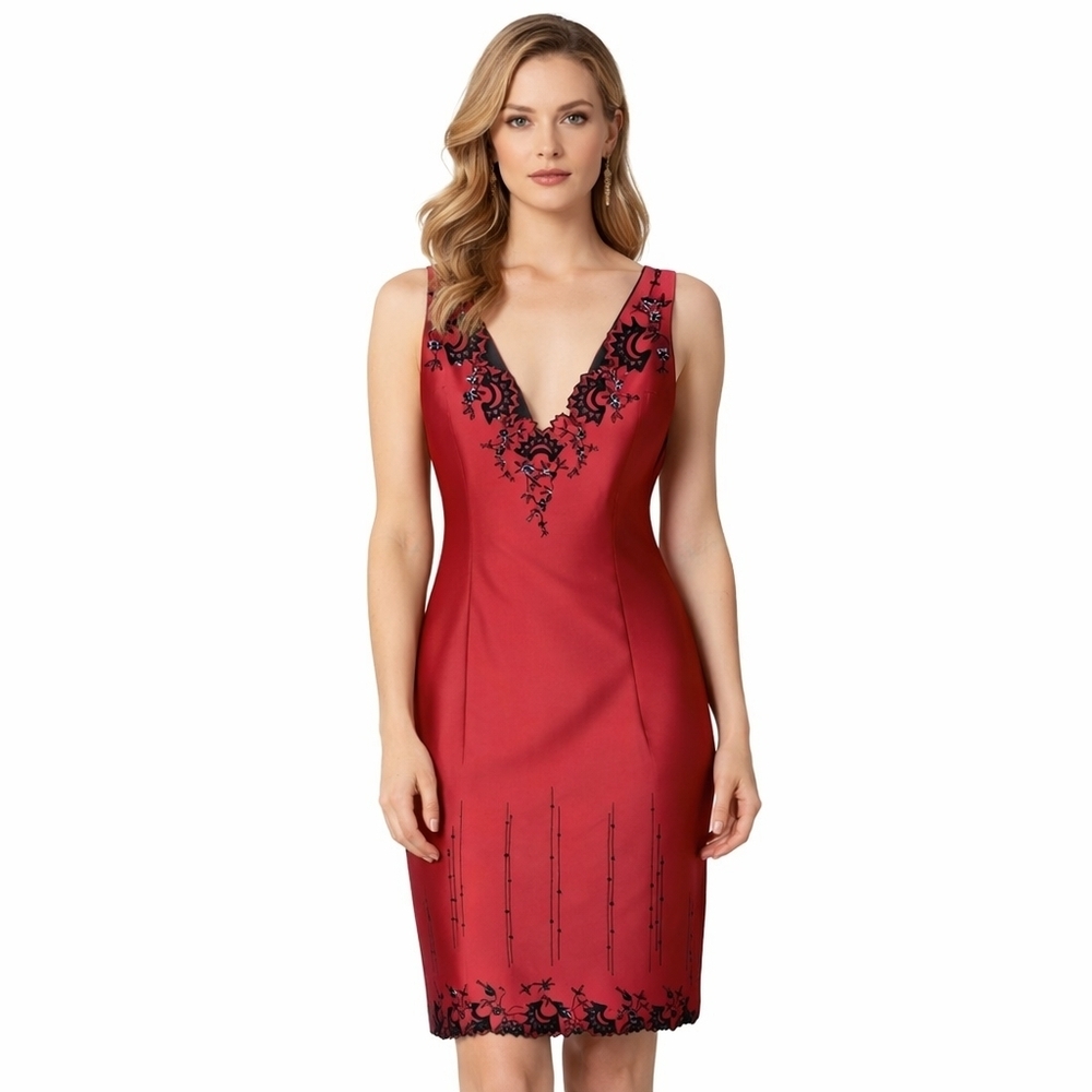 Maggie London beaded‎ red Sexy Cocktail dress 8 NWT